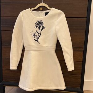 Cynthia Rowley Cream Dress with Black Floral Embroidery